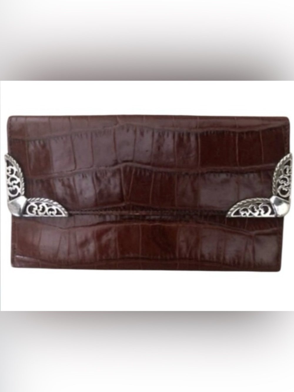 Vintage Brighton brown faux croc burgundy wallet